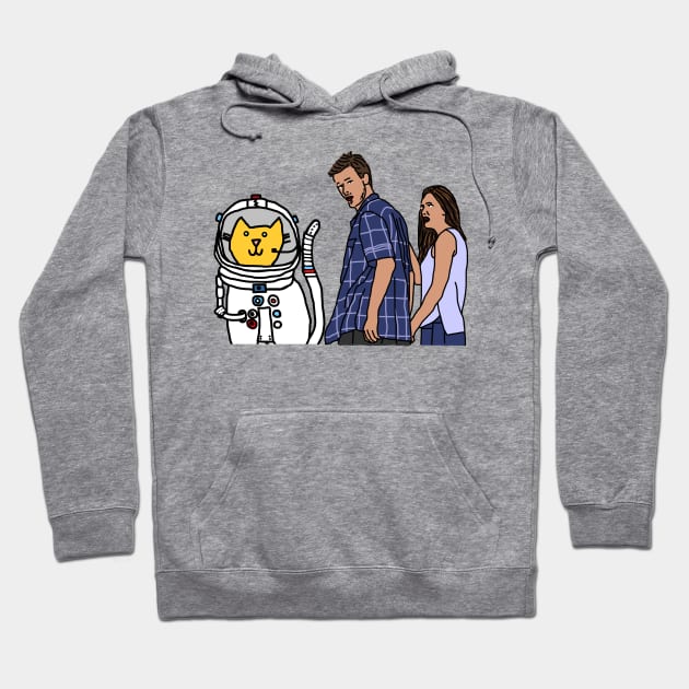 Distracted Boyfriend Meme Sci Fi With Space Cat Hoodie by ellenhenryart